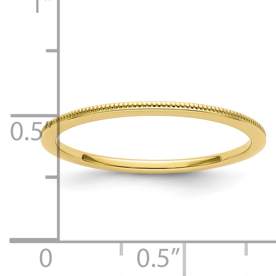 10K Yellow Gold 10K 1.2mm Milgrain Stackable Band Size 6.5