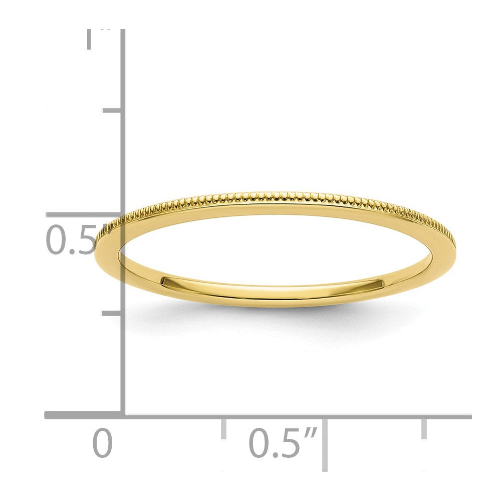 10K Yellow Gold 10K 1.2mm Milgrain Stackable Band Size 7.5