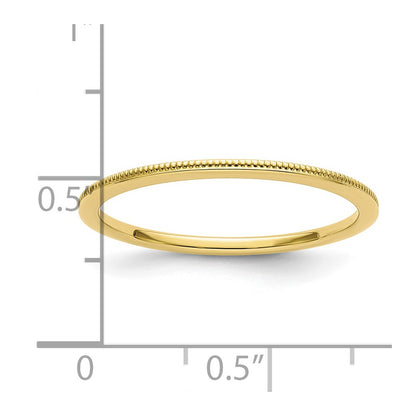 10K Yellow Gold 10K 1.2mm Milgrain Stackable Band Size 4.5