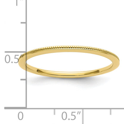 10K Yellow Gold 10K 1.2mm Milgrain Stackable Band Size 4