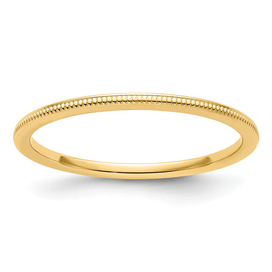 10K Yellow Gold 10K 1.2mm Milgrain Stackable Band Size 8