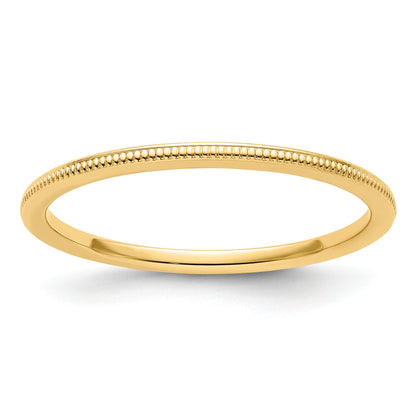 10K Yellow Gold 10K 1.2mm Milgrain Stackable Band Size 6