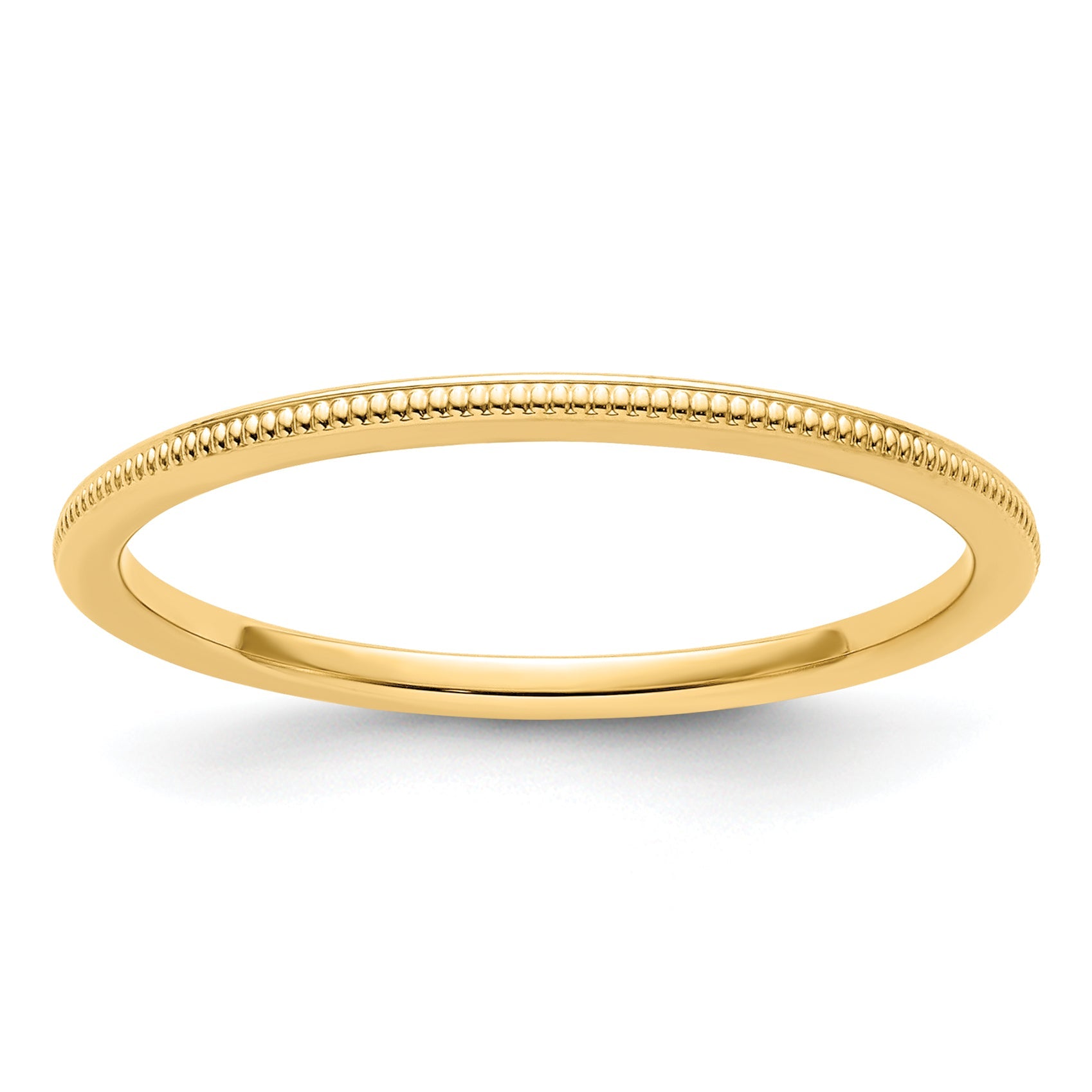 10K Yellow Gold 10K 1.2mm Milgrain Stackable Band Size 6.5
