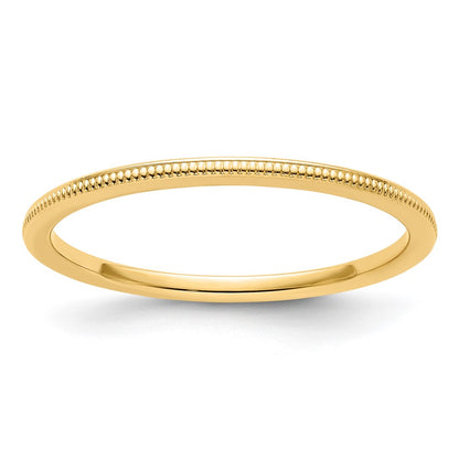 10K Yellow Gold 10K 1.2mm Milgrain Stackable Band Size 7.5