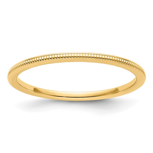 10K Yellow Gold 10K 1.2mm Milgrain Stackable Band Size 7.5