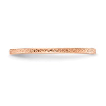 10K Rose Gold 10K 1.2mm Criss-Cross Pattern Stackable Band Size 9