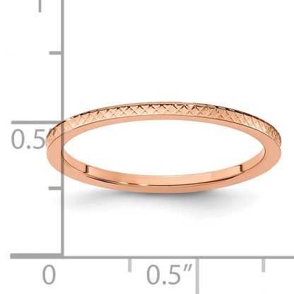 10K Rose Gold 10K 1.2mm Criss-Cross Pattern Stackable Band Size 9