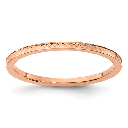 10K Rose Gold 10K 1.2mm Criss-Cross Pattern Stackable Band Size 7