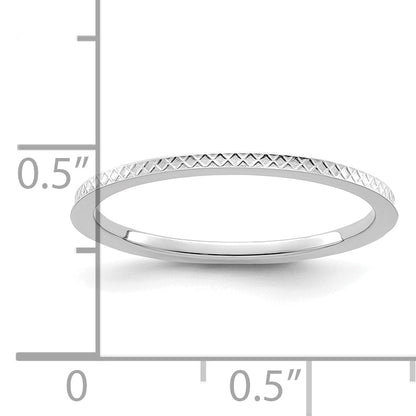10K White Gold 10K 1.2mm Criss-Cross Pattern Stackable Band Size 6.5