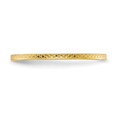 10K Yellow Gold 10K 1.2mm Criss-Cross Pattern Stackable Band Size 7.5