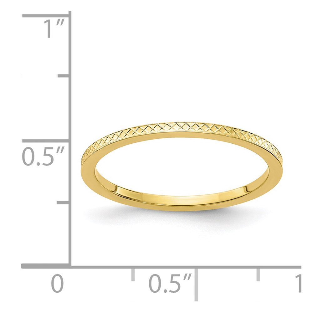 10K Yellow Gold 10K 1.2mm Criss-Cross Pattern Stackable Band Size 6