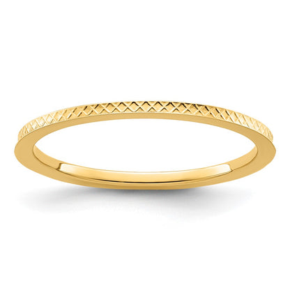 10K Yellow Gold 10K 1.2mm Criss-Cross Pattern Stackable Band Size 8