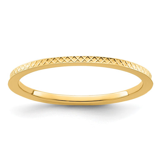 10K Yellow Gold 10K 1.2mm Criss-Cross Pattern Stackable Band Size 5.5