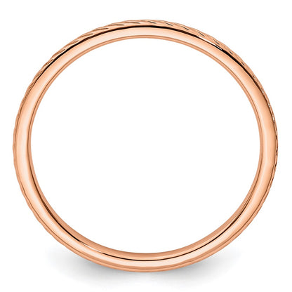 10K Rose Gold 10K 1.2mm Twisted Wire Pattern Stackable Band Size 6.5