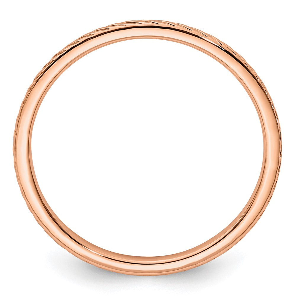10K Rose Gold 10K 1.2mm Twisted Wire Pattern Stackable Band Size 9.5