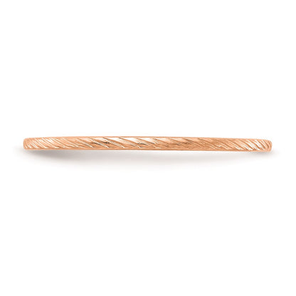 10K Rose Gold 10K 1.2mm Twisted Wire Pattern Stackable Band Size 6.5