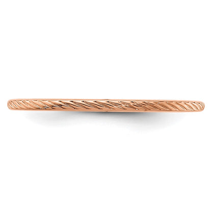 10K Rose Gold 10K 1.2mm Twisted Wire Pattern Stackable Band Size 9.5