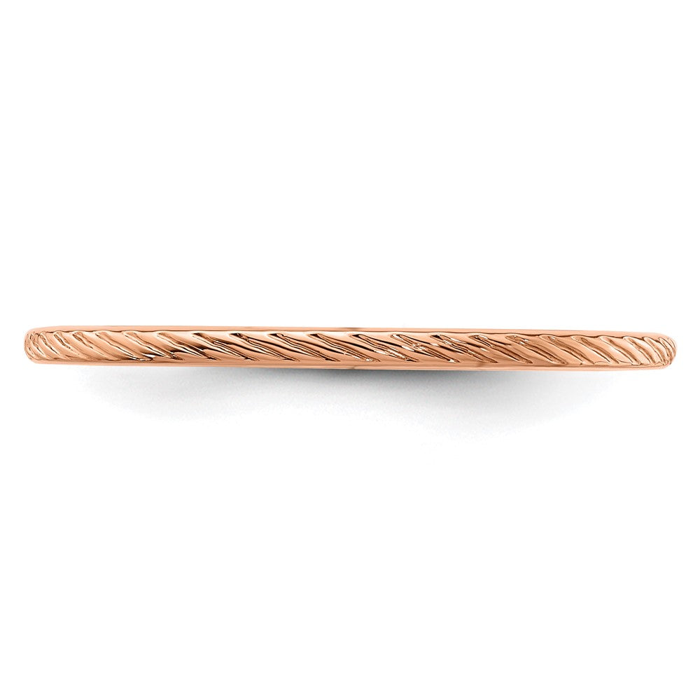 10K Rose Gold 10K 1.2mm Twisted Wire Pattern Stackable Band Size 5.5