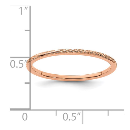 10K Rose Gold 10K 1.2mm Twisted Wire Pattern Stackable Band Size 5.5