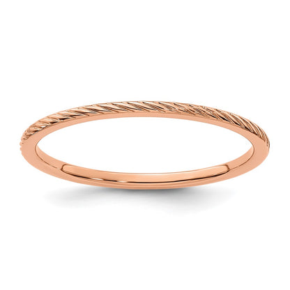 10K Rose Gold 10K 1.2mm Twisted Wire Pattern Stackable Band Size 6.5