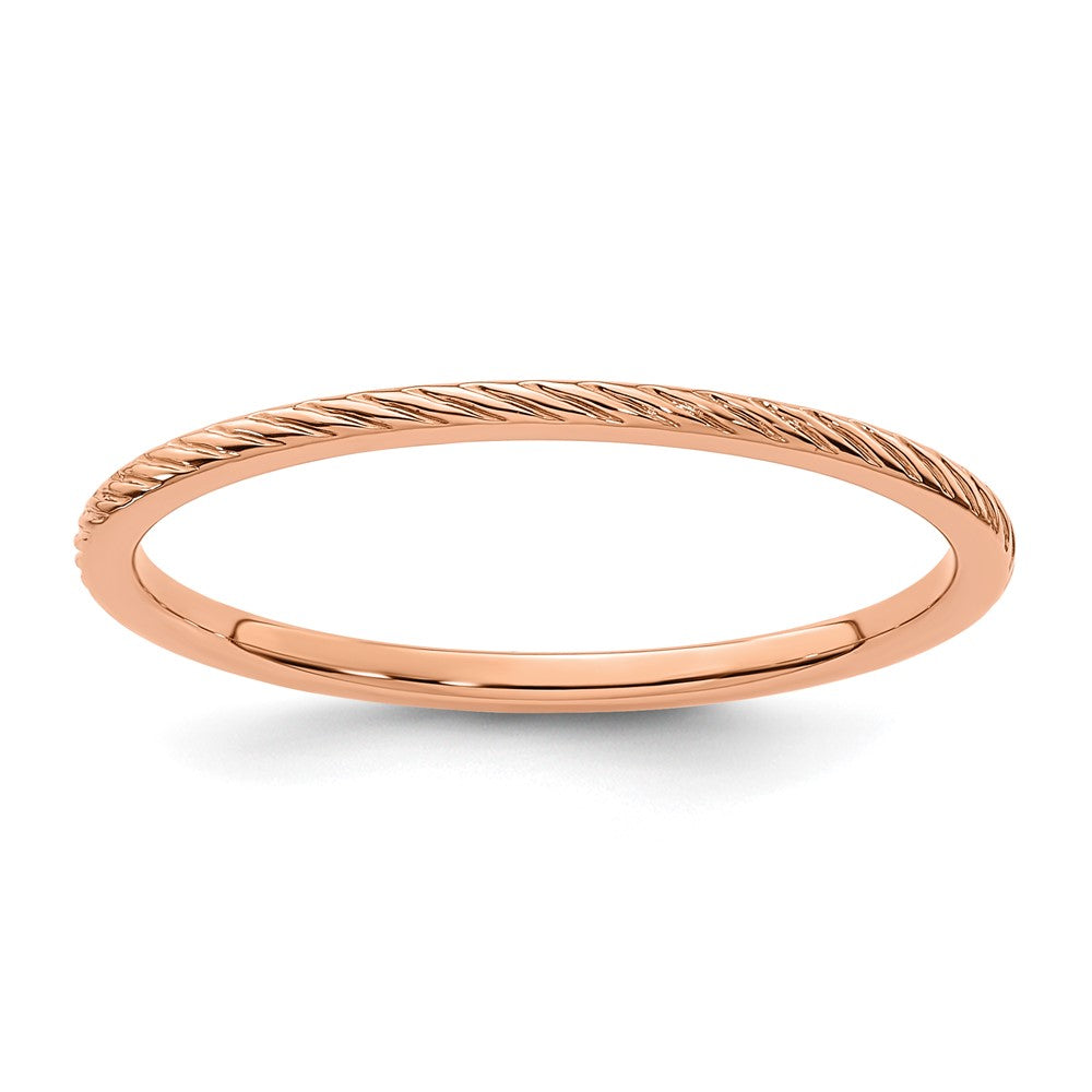 10K Rose Gold 10K 1.2mm Twisted Wire Pattern Stackable Band Size 9.5
