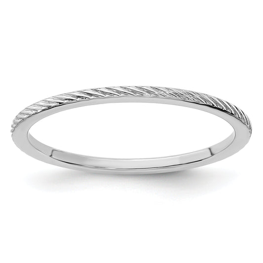 10K White Gold 10K 1.2mm Twisted Wire Pattern Stackable Band Size 7.5
