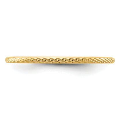 10K Yellow Gold 10K 1.2mm Twisted Wire Pattern Stackable Band Size 8.5