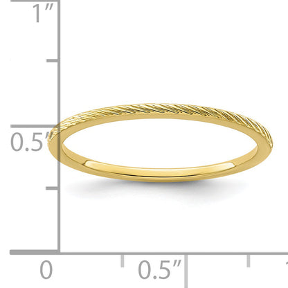 10K Yellow Gold 10K 1.2mm Twisted Wire Pattern Stackable Band Size 5.5