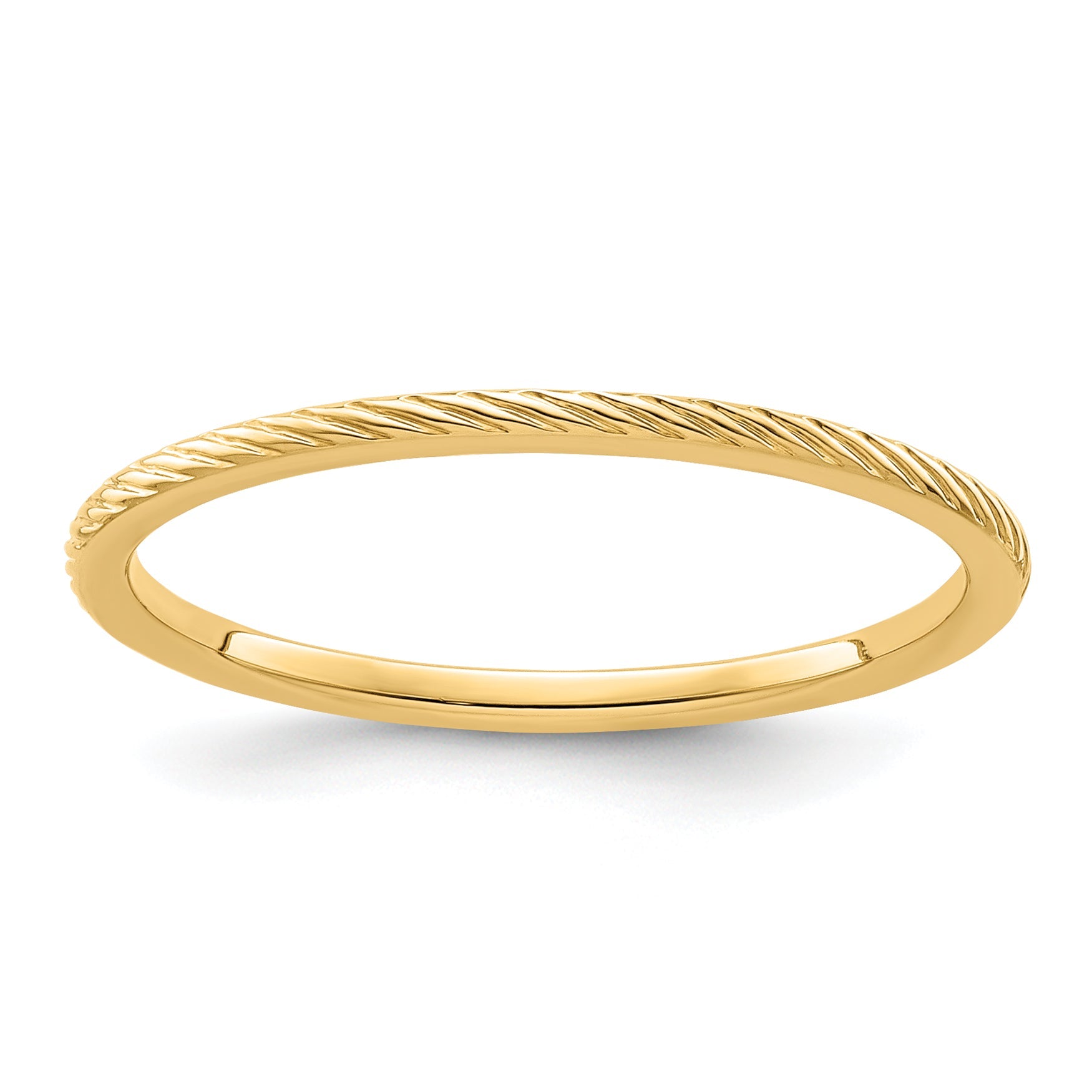 10K Yellow Gold 10K 1.2mm Twisted Wire Pattern Stackable Band Size 8