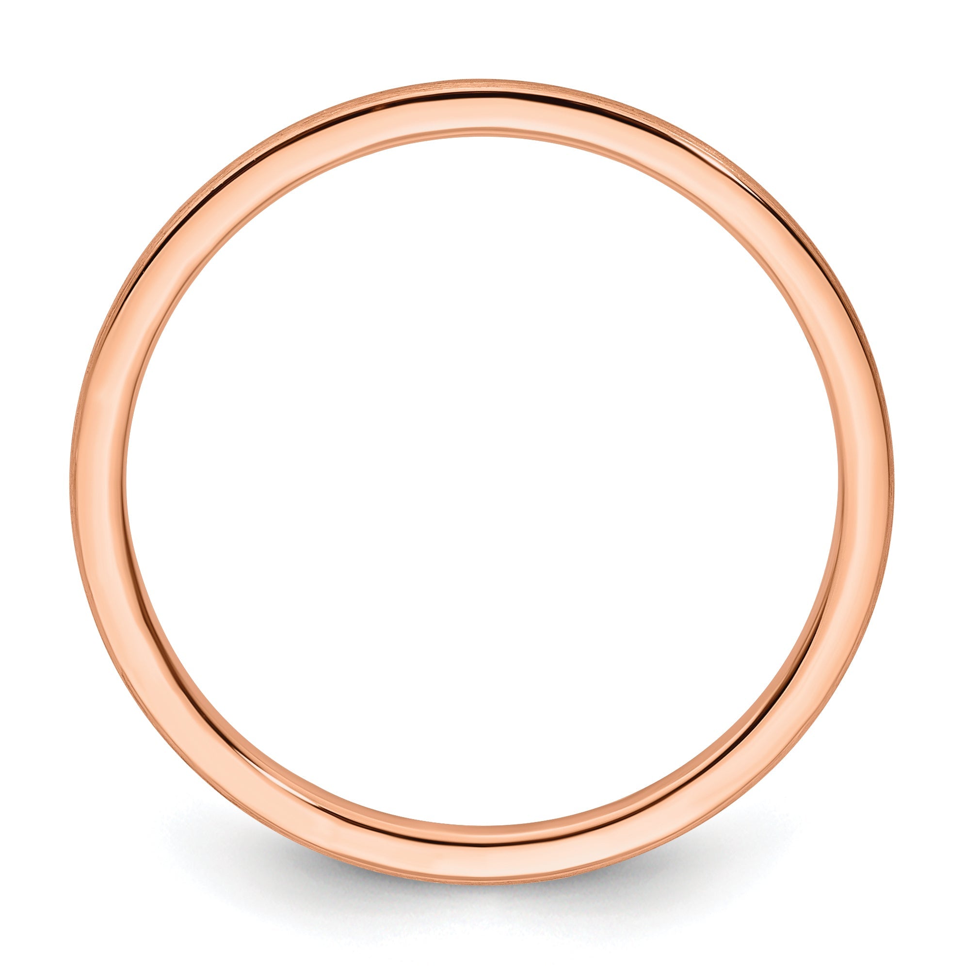 10K Rose Gold 10K 1.2mm Half Round Satin Stackable Band Size 8