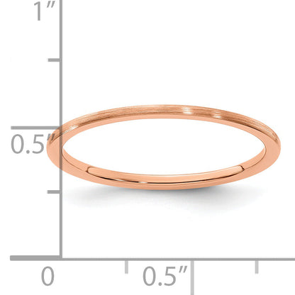 10K Rose Gold 10K 1.2mm Half Round Satin Stackable Band Size 5.5