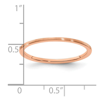 10K Rose Gold 10K 1.2mm Half Round Satin Stackable Band Size 7.5