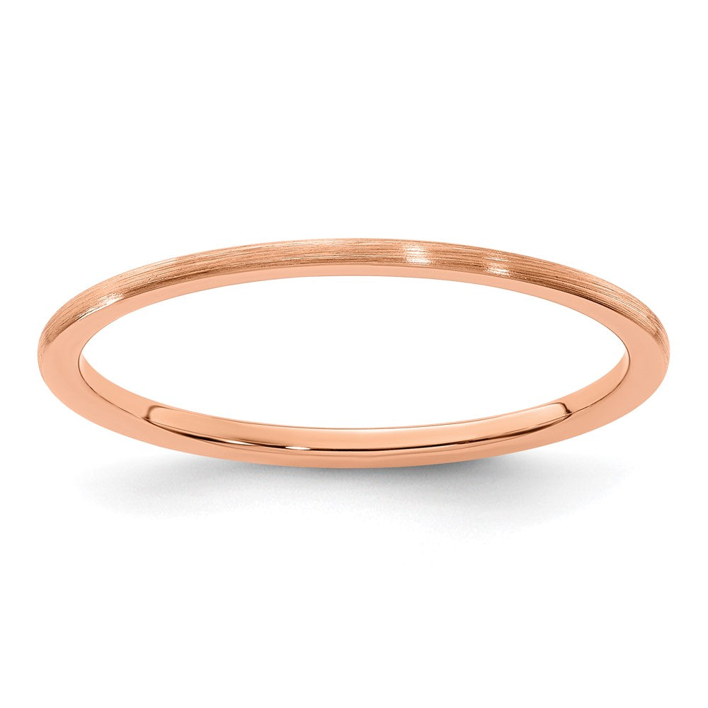 10K Rose Gold 10K 1.2mm Half Round Satin Stackable Band Size 4.5