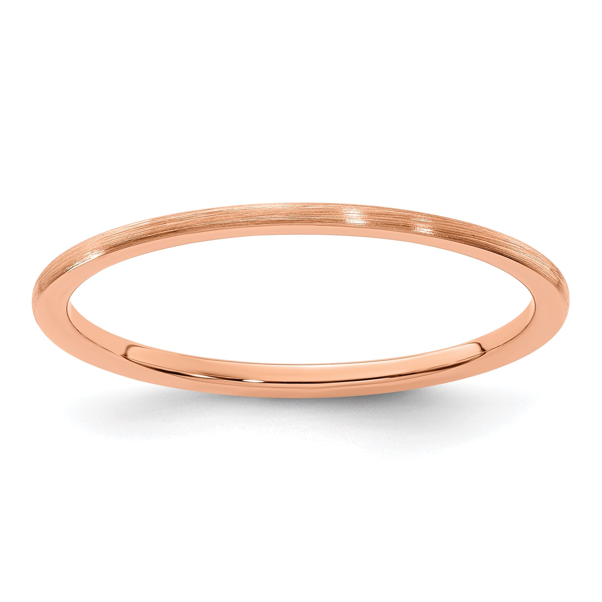 10K Rose Gold 10K 1.2mm Half Round Satin Stackable Band Size 7
