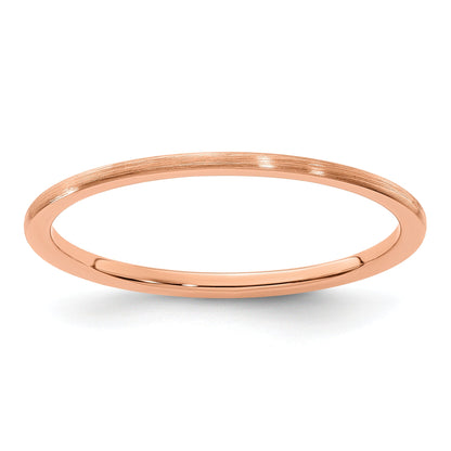 10K Rose Gold 10K 1.2mm Half Round Satin Stackable Band Size 8
