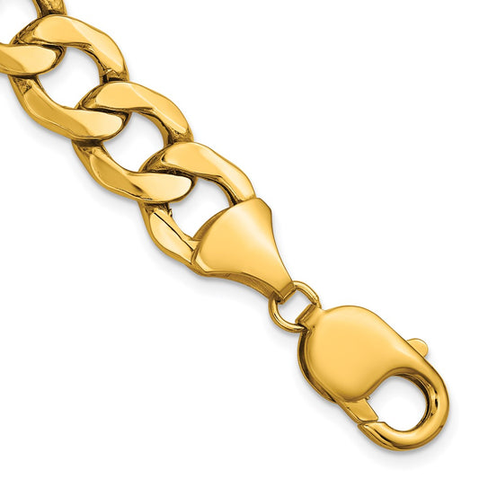 14K Yellow Gold 11.3mm Semi-Solid Curb 7 Inch Chain
