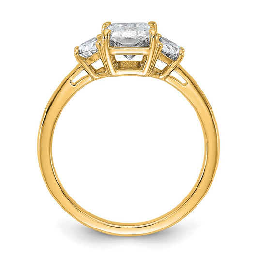 14K Yellow Gold 1/2 carat Lab Grown Diamond VS/SI+ G+ Half Moon 1 1/2 carat Radiant Center Semi Mount Engagement Ring
