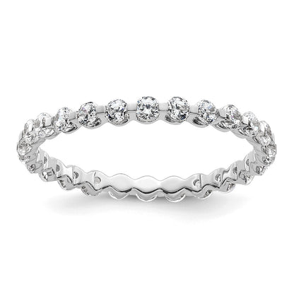 True Origin 14K White Gold 7/8 carat Lab Grown Diamond VS+ F+ Size 9 Complete Eternity Wedding Band Ring