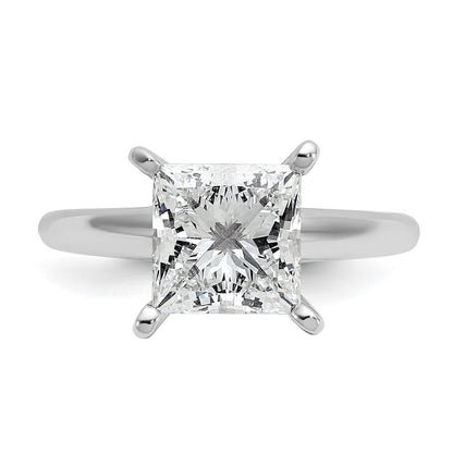 14K White Gold 3 carat Lab Grown Diamond VS+ F+ Princess Complete Solitaire Engagement Ring