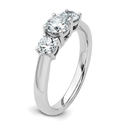 14K White Gold 1 carat Certified Lab Grown Diamond VS+ F+ Three Stone Complete Engagement Ring