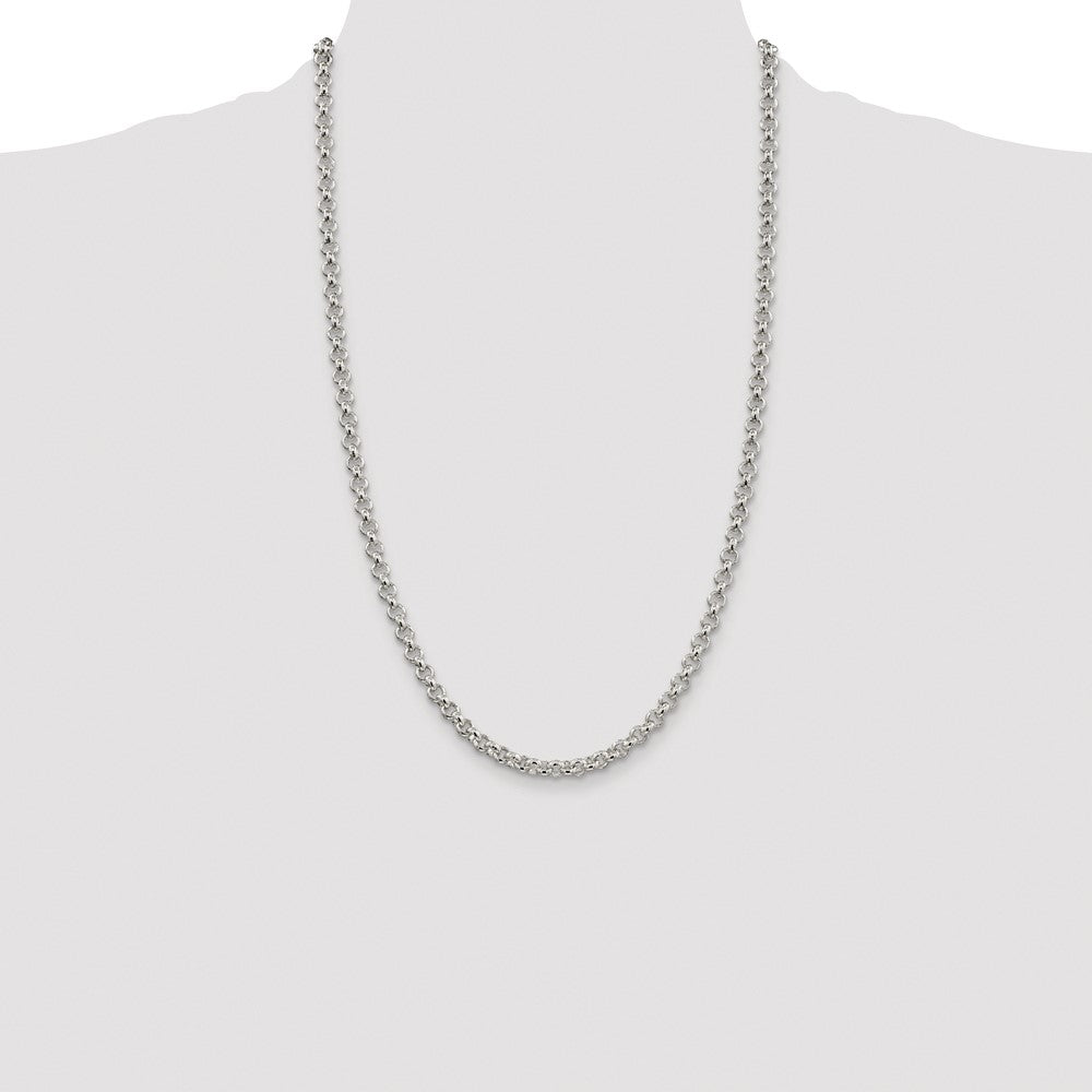 Sterling Silver Rhodium-plated 5mm Rolo 26 Inch Chain