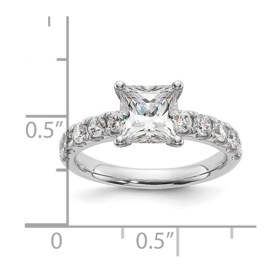 14K White Gold Certified 2 3/4 carat Lab Grown Diamond VS+ F+ Princess Complete Engagement Ring