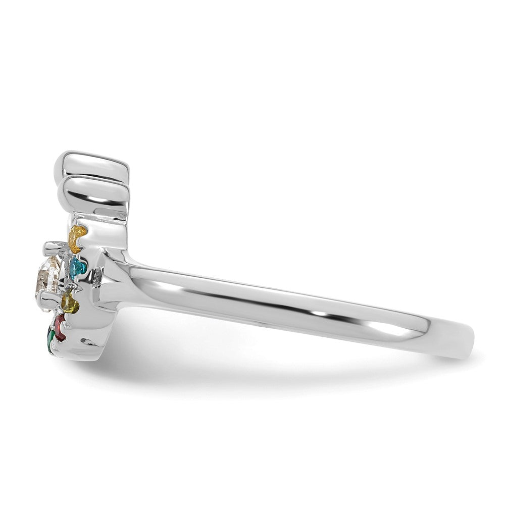 18k White Gold Round Diamond Square Cluster Pendant 1/6 Cttw