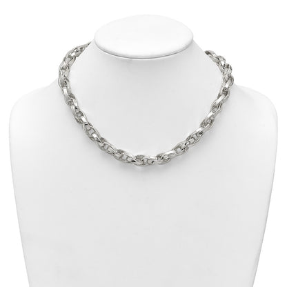 Sterling Silver Polished Double Twisted Link 18 Inch Necklace