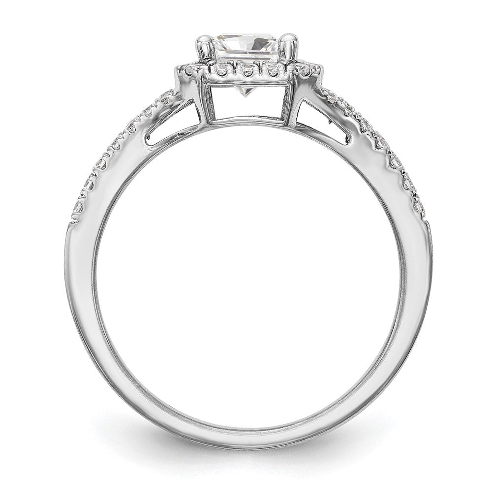 14K White Gold Halo Plus (Holds 1 carat (7.7x5.8mm) Emerald-cut Center) 1/2 carat Diamond Semi-Mount Engagement Ring