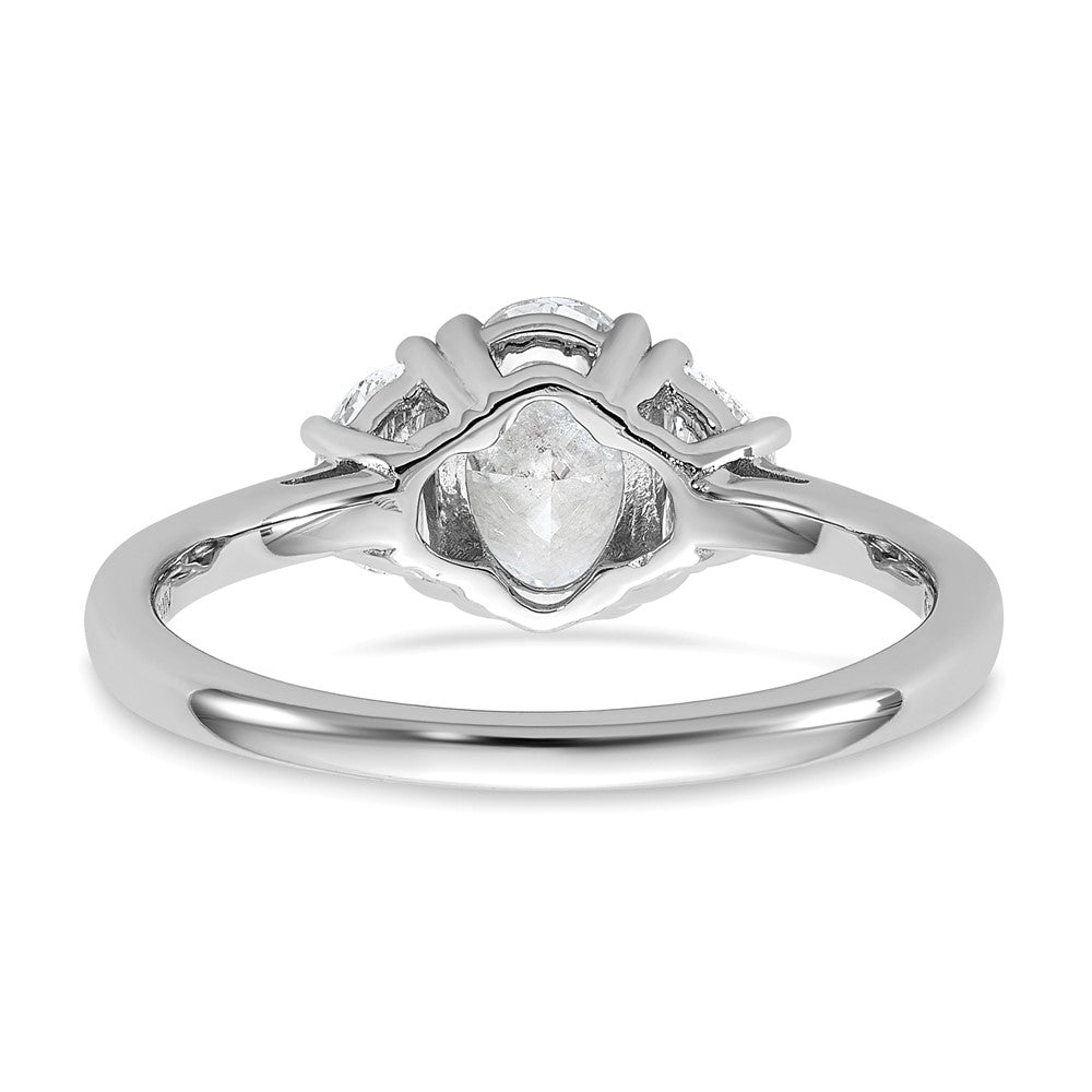 14K White Gold 1 3/8 carat Certified Lab Grown Diamond VS/SI+ G+ Complete Oval and Half Moon Three Stone Engagement Ring