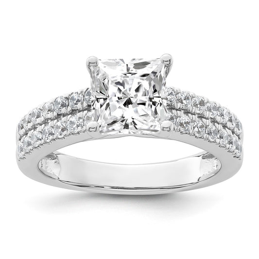 14K White Gold 1/2 carat Lab Grown Diamond VS/SI+ G+ 1 1/2 carat Princess Center Semi Mount Engagement Ring
