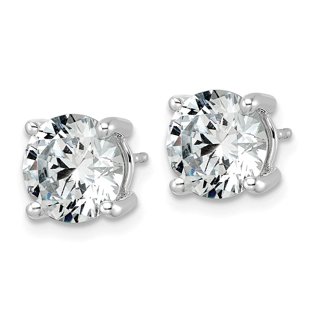 14K White Gold 5 carat Lab Grown Diamond VS/SI+ G+ Round Complete Four Prong Lightweight Stud Earrings