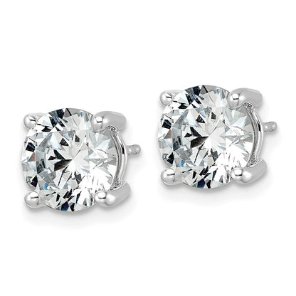 14K White Gold 5 carat Lab Grown Diamond VS/SI+ G+ Round Complete Four Prong Lightweight Stud Earrings