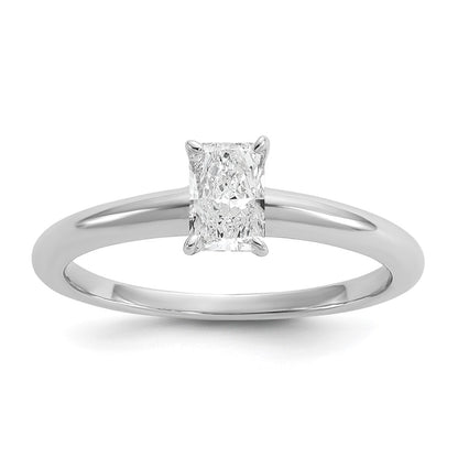 14K White Gold 1/2 carat Certified Lab Grown Diamond VS+ F+ Radiant Solitaire Complete Engagement Ring